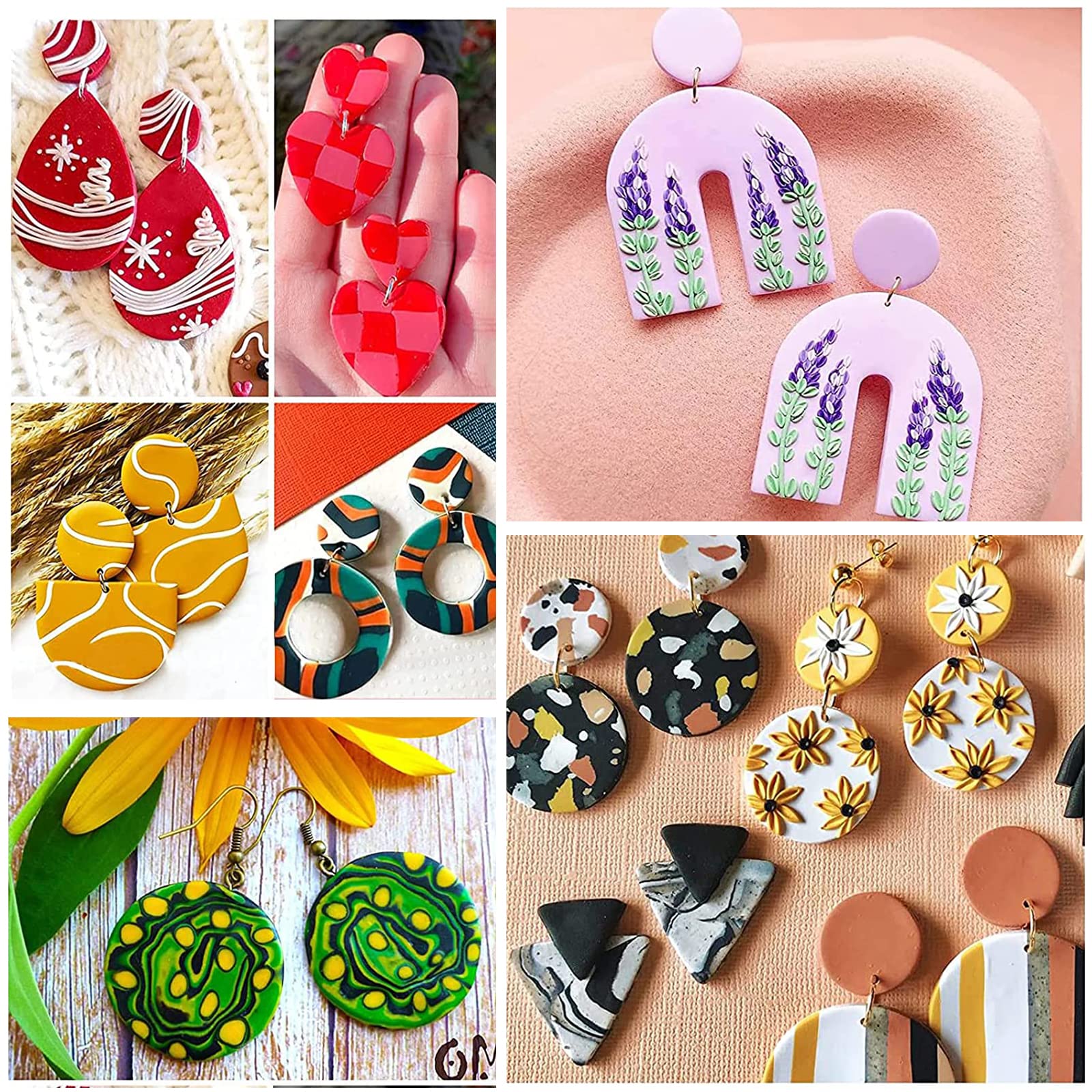 Set di orecchini in pasta polimerica Garvee da 142 pezzi, blu scuro, con fustelle, cartoncini e ganci per la creazione di gioielli, fatti a mano, kit fai da te