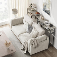 GARVEE Tavolo consolle stretto 180x23x100 cm, 2 ripiani, spazio di archiviazione, legno, extra lungo, grigio, per corridoio e soggiorno