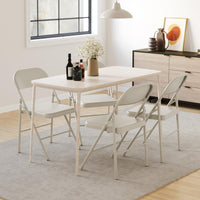 Sedie pieghevoli in acciaio Garvee con schienale, set da 4, beige, per ufficio e uso esterno, capacità di carico fino a 350 libbre, pieghevoli