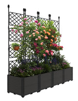 Garvee Set 4x Hochbeet con Rankgitter e Sichtschutz per Terrazza e Giardino 168x160cm Nero - Nero