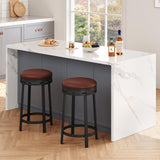Set Garvee 2 Sgabelli da Bar Girevoli 62 cm con Cuscino in Pelle PU, Struttura in Metallo, Moderno, Nero, per Cucina e Bar di Casa