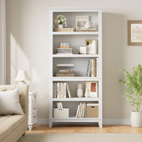 Libreria in legno Garvee, 5 ripiani, robusta, design vintage, MDF e legno, per soggiorno, ufficio, impermeabile, marrone