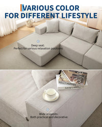 Divano componibile modular Garvee da 108" con chaise longue, comfort senza ossa, a forma di L, tessuto polimerico, divano letto, soggiorno, comodo, versatile