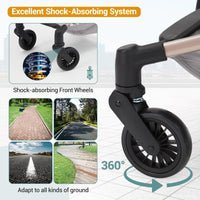 Passeggino leggero Garvee, compatto e pieghevole, con borsa da viaggio per città e viaggi, 18,5x17,7x19,3 pollici, grigio