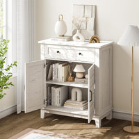 Mobiletto portaoggetti Garvee Farmhouse, ripiano regolabile a 3 livelli, 7 marce, bianco, per cucina e corridoio, 15,7x31,5x36 pollici, rustico