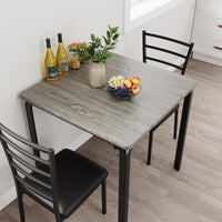 Set da pranzo Garvee da 3 pezzi con 2 sedie imbottite per piccoli spazi, cucina e ufficio, tavolo da cucina quadrato in rovere, robusto e salvaspazio