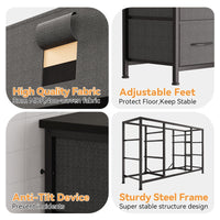 Cassettiera GARVEE con cassetti, credenza con 10 cassetti in tessuto e 3 prese di corrente, cassettiera per soggiorno, credenza per ingresso, mobile contenitore con rivestimento in tessuto, robusta struttura in metallo, piano in legno
