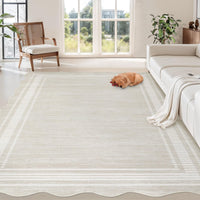 Tappeto Garvee Scalloped 8x10, moderno geometrico, lavabile, antiscivolo, antimacchia, in poliestere, per soggiorno, camera da letto, ufficio, colori neutri