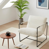 Garvee Sling Accent Chair Poltrona Moderna in Metallo con Cuscino in Schiuma, Tessuto Bouclé, Design Compatto per Soggiorno e Camera, 31.1in x 30.7in x 37.8in, Beige - Beige