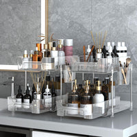 Garvee Clear Organizer per bagno con divisori in PET e acciaio inossidabile, estensibile, per cucina e bagno, trasparente, versatile