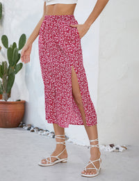 Garvee Gonna Donna A-Line Floreale con Spacco Vita Alta Tessuto Confortevole Stile Boho Taglia XXL Spiaggia Tempo Libero