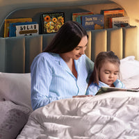 Struttura per letto singolo Garvee con libreria, velluto, robusta struttura in acciaio, silenziosa, blu per cameretta dei bambini