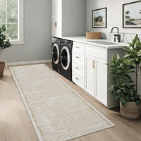 Tappeto Garvee lavabile a pelo corto 80x150cm beige per camera da letto soggiorno cucina corridoio