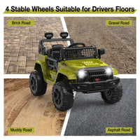 Garvee 12V Kids Electric Off-Road Car Green con telecomando e Bluetooth – SUV robusto per bambini e bambine dai 3 anni in su