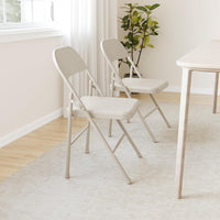 Sedie pieghevoli in acciaio Garvee con schienale, set da 4, beige, per ufficio e uso esterno, capacità di carico fino a 350 libbre, pieghevoli