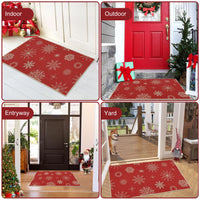 Garvee Zerbino Natalizio 40x60cm 1800gsm Poliestere Juta Antiscivolo Rosso Con Cristalli Di Neve Glitterati Per Ingresso E Interni Invernali