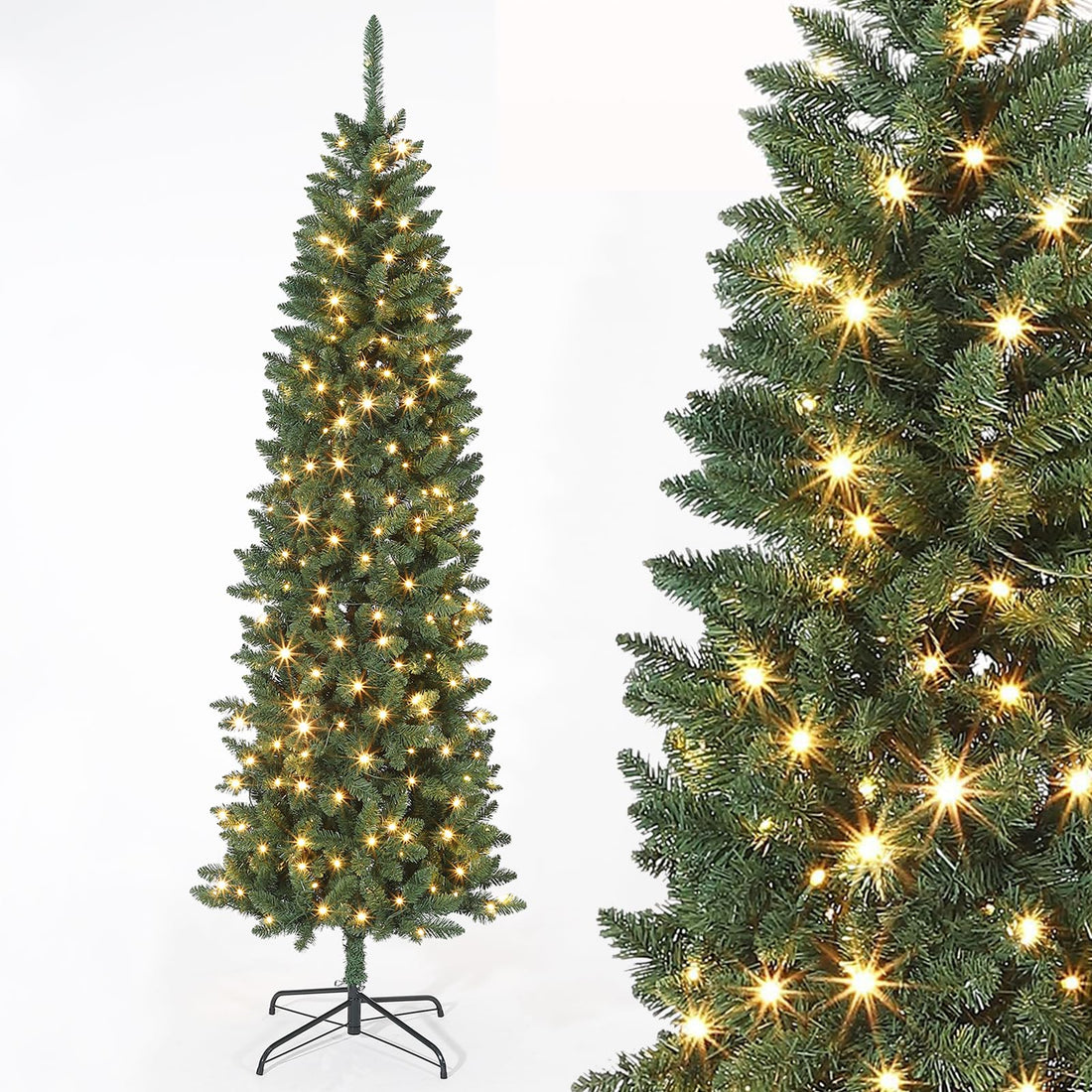Albero di Natale Garvee 180cm LED PVC – Albero di Natale in plastica con illuminazione a LED integrata per la casa, la funzione e la decorazione della festa con pratico lunedì.