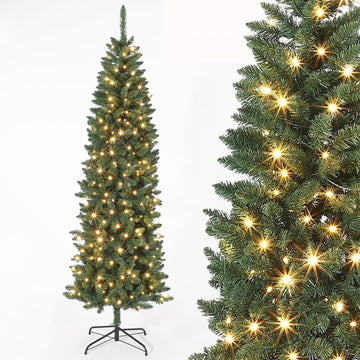 Albero di Natale Garvee 180cm LED PVC – Albero di Natale in plastica con illuminazione a LED integrata per la casa, la funzione e la decorazione della festa con pratico lunedì.