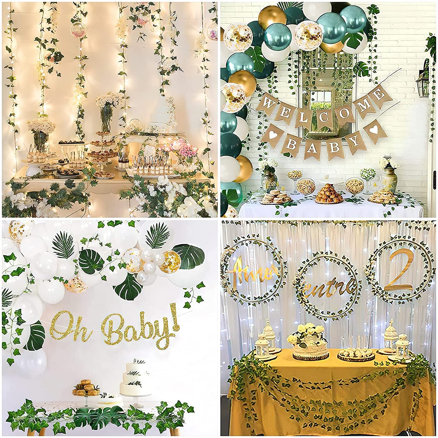 Ghirlanda di edera artificiale Garvee, 16 pezzi, 2,1 m, piante verdi sospese per ufficio, cucina, matrimonio, giardino, decorazione murale