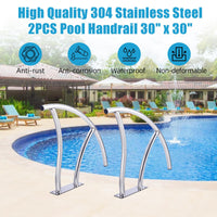 Corrimano per piscina Garvee, 2 pezzi, 30"x30", acciaio inossidabile 304, antiruggine, copertura maniglia blu, per piscine interrate, robusto