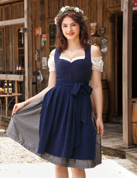 Garvee - Set da 3 pezzi in Dirndl tradizionale midi da donna per Oktoberfest, Carnevale e Martedì Grasso, blu, taglia 36, tradizionale, elegante, di alta qualità