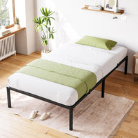 Garvee Letto matrimoniale in metallo con struttura a doghe in acciaio resistente per camera da letto, 14 pollici, metallo nero