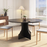 Garvee Tavolo Da Pranzo Rotondo Country 120 Cm, MDF, Piedi Regolabili, Resistente All'acqua, Cucina, Appartamento, Naturale - Schwarz 120Cm 1