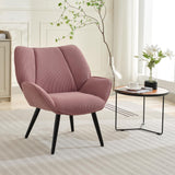 Garvee Poltrona Moderna Wingback in Velluto a Coste con Schienale Alto, Gambe in Metallo, Design Mid-Century, Comoda per Soggiorno e Camera, Vari Colori - Pink