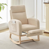 Sedia a dondolo Garvee per cameretta dei bambini con poggiapiedi, tessuto Teddy, ergonomica, struttura in legno robusto, soggiorno e camera da letto, multicolore