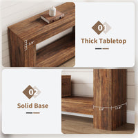 Tavolo consolle Garvee da 47" per corridoio con 2 ripiani, base in legno robusto, stile country, soggiorno e ingresso, marrone