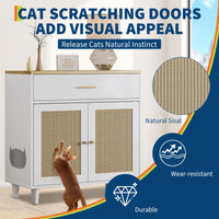 Garvee, mobiletto per lettiera nascosta per gatti con contenitore, ante in sisal, legno, soggiorno, 31,75x15,75 pollici, colore naturale