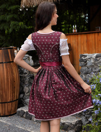 Garvee Dirndl da donna, set midi da 3 pezzi, elegante abito corto tradizionale rosso, taglia 38