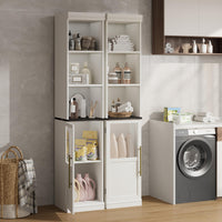 Mobiletto portaoggetti per bagno Garvee da 177.8 cm, stretto, indipendente con anta e ripiani aperti per piccoli spazi, in legno impermeabile