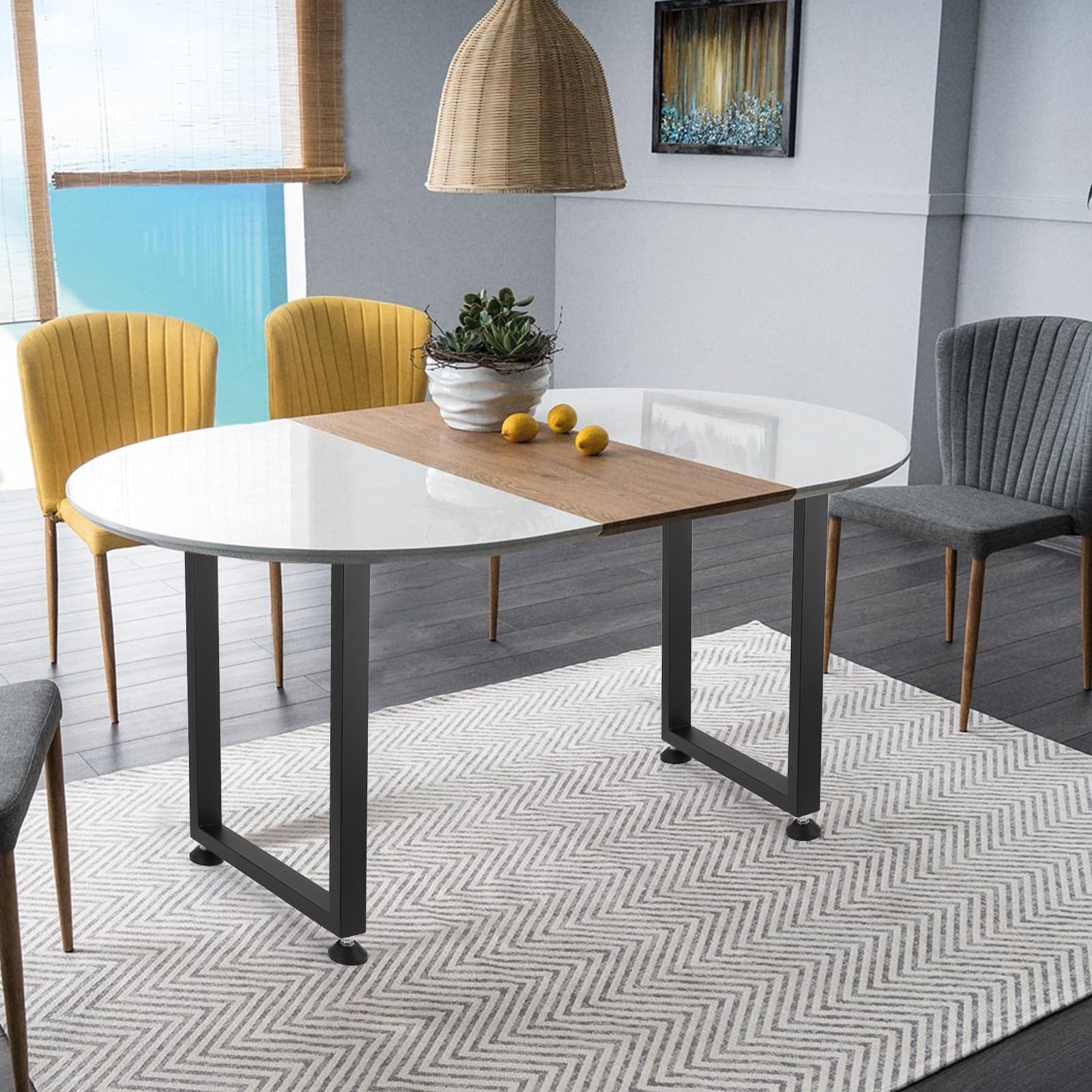 Gambe per tavolo in metallo Garvee da 28" regolabili, quadrate, resistenti, verniciate a polvere, per sala da pranzo e ufficio, nere