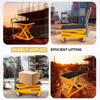 Tavolo elevatore Garvee da 28,4 pollici – Regolazione manuale dell'altezza, capacità di carico di 500 libbre, dimensioni 28" x 18", nero e giallo per officine e magazzini.