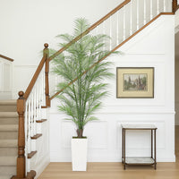 Palma Areca Garvee artificiale da 6 piedi con 44 foglie, impermeabile, vaso di cemento stabile per decorazione interna e stelle, verde