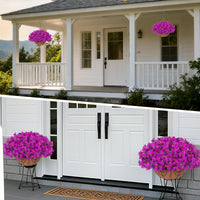 Garvee Set di fiori di bouganville artificiali con cesto per giardino e terrazza, viola, resistenti ai raggi UV e alle intemperie