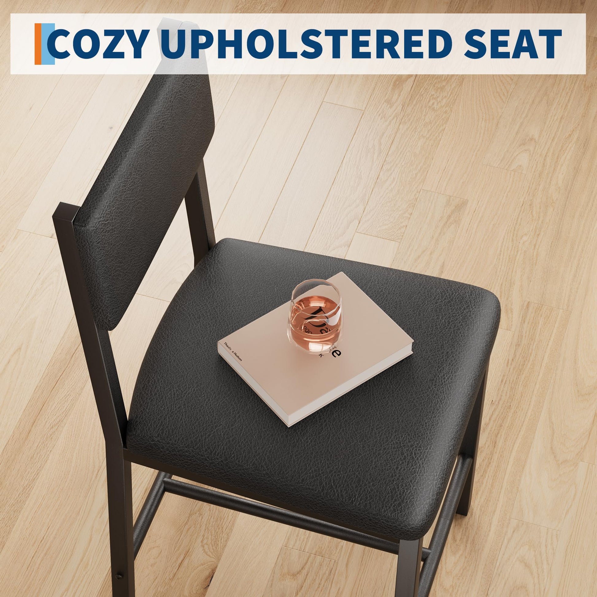 Set Garvee per 4 persone con seduta e panca imbottite, legno MDF, compatto per piccoli spazi, robusta struttura a H, grigio