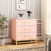 Cassettiera in legno Garvee con 3 cassetti, spazio di archiviazione, MDF rosa, antipolvere, soggiorno, camera da letto, corridoio, compatta