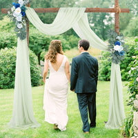 Garvee Wedding Arch Tenda in tulle di mussola trasparente 70x550cm Decorazione per matrimonio grigio-verde