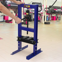 Pressa idraulica Garvee 6T con telaio a H e 2 piastre di pressione per officina di riparazione auto, blu, tavolo da lavoro regolabile, acciaio