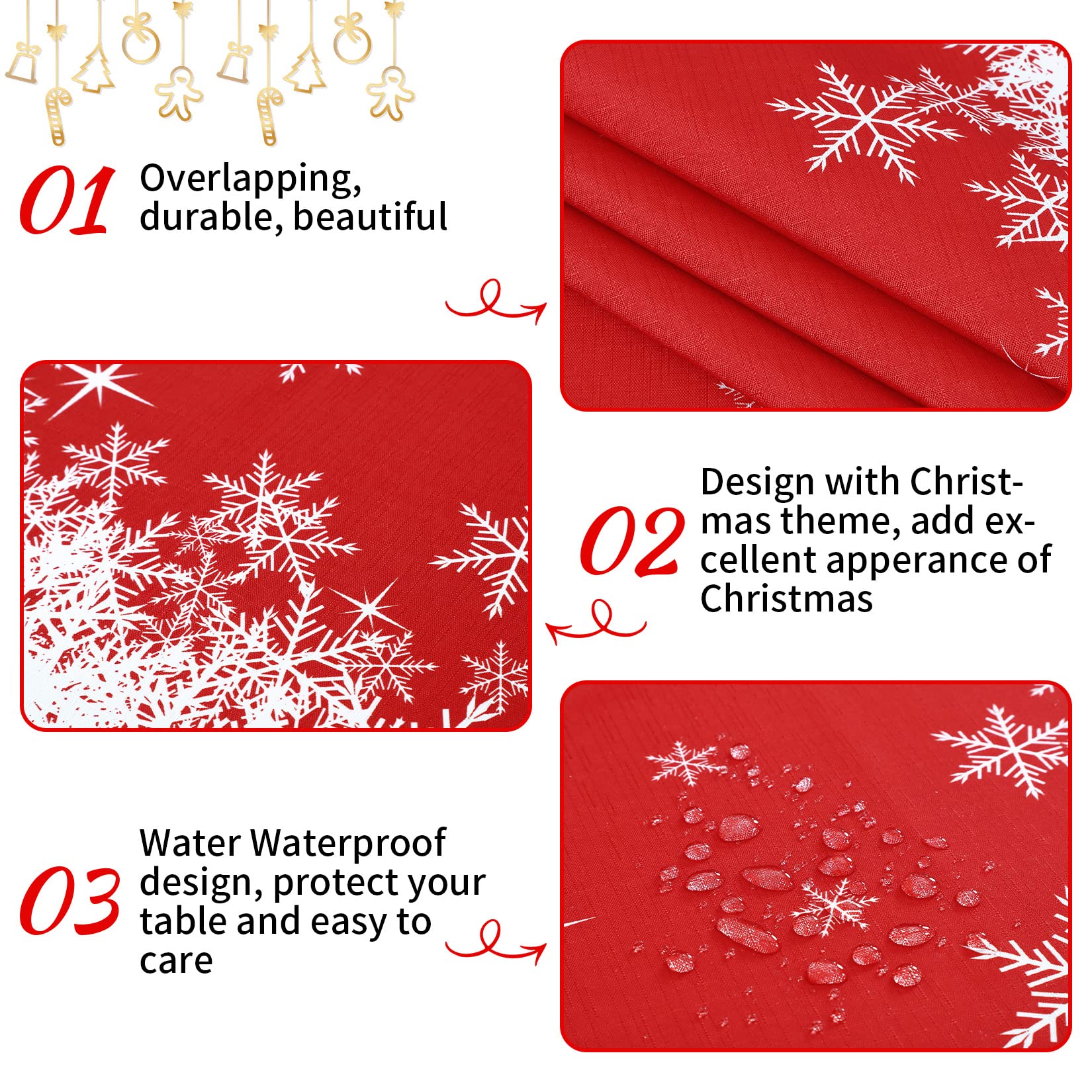 Tovaglia natalizia GARVEE, impermeabile, lavabile, anti-neve, quadrata rossa, 54x54 pollici, per cucina e sala da pranzo, decorazione natalizia