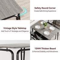 Tavolo da pranzo Garvee per 2 persone con sedie imbottite, legno MDF, struttura in metallo, salvaspazio, piccoli appartamenti, quadrato, grigio