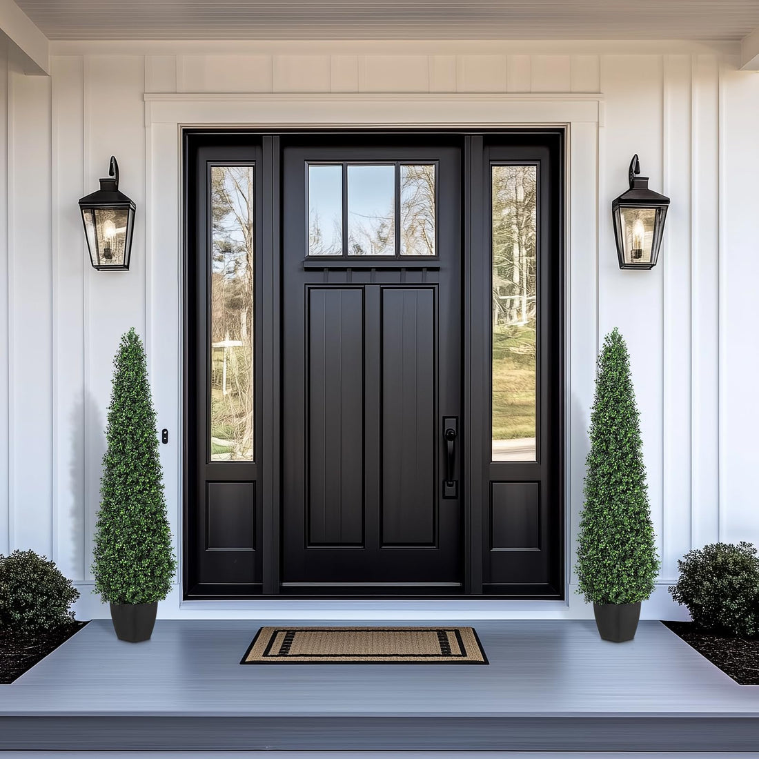 Garvee 4FT Artificiale Bosso Topiario con Vasi Resistenti per Uso Interno ed Esterno, Decorativo per Patio e Ingresso, Verde