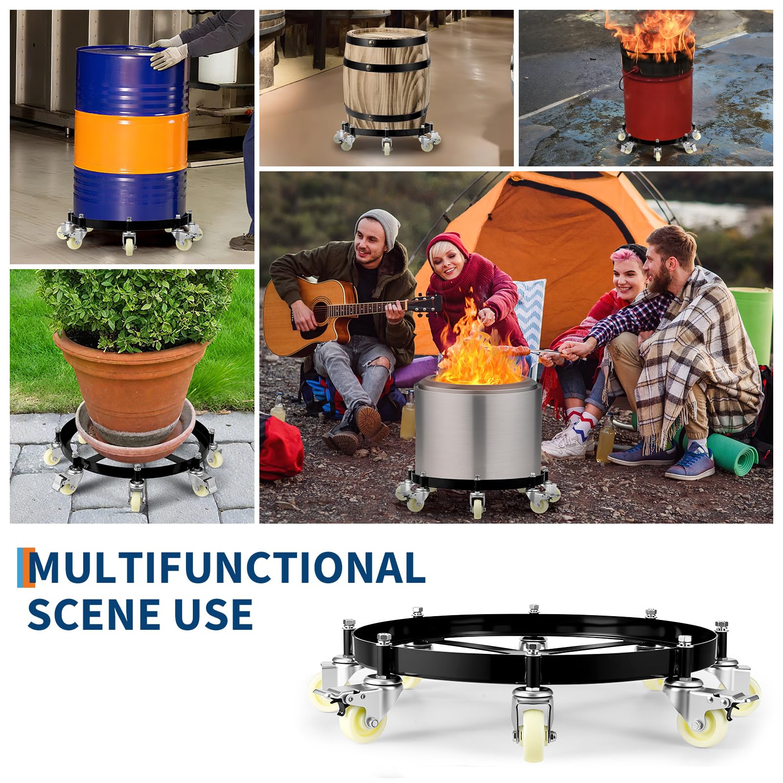 Carrello per Fusti Acciaio Garvee 55 Galloni 2000 lb - Ideale per Festa del Papà, Uso Industriale con Ruote Girevoli e Rinforzi Zincati