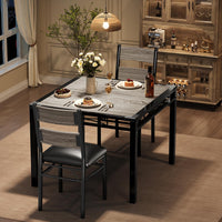 Set da pranzo Garvee per 2 persone con sedie imbottite, protezioni angolari, ergonomico, in legno MDF, struttura in acciaio, grigio retrò, compatto per cucina e appartamento