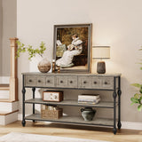 Garvee Console Table 52" Con 3 Cassetti, 3 Ripiani, Struttura in Metallo Industriale, MDF, Tavolo da Ingresso e Divano, Grigio, Resistente e Impermeabile - Grey