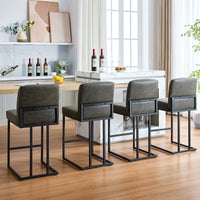 Set di 2 sgabelli da bar Garvee da 24", in similpelle, ergonomici e stabili, struttura in metallo, poggiapiedi, grigio, per isola da cucina e bar, altezza 34-38".