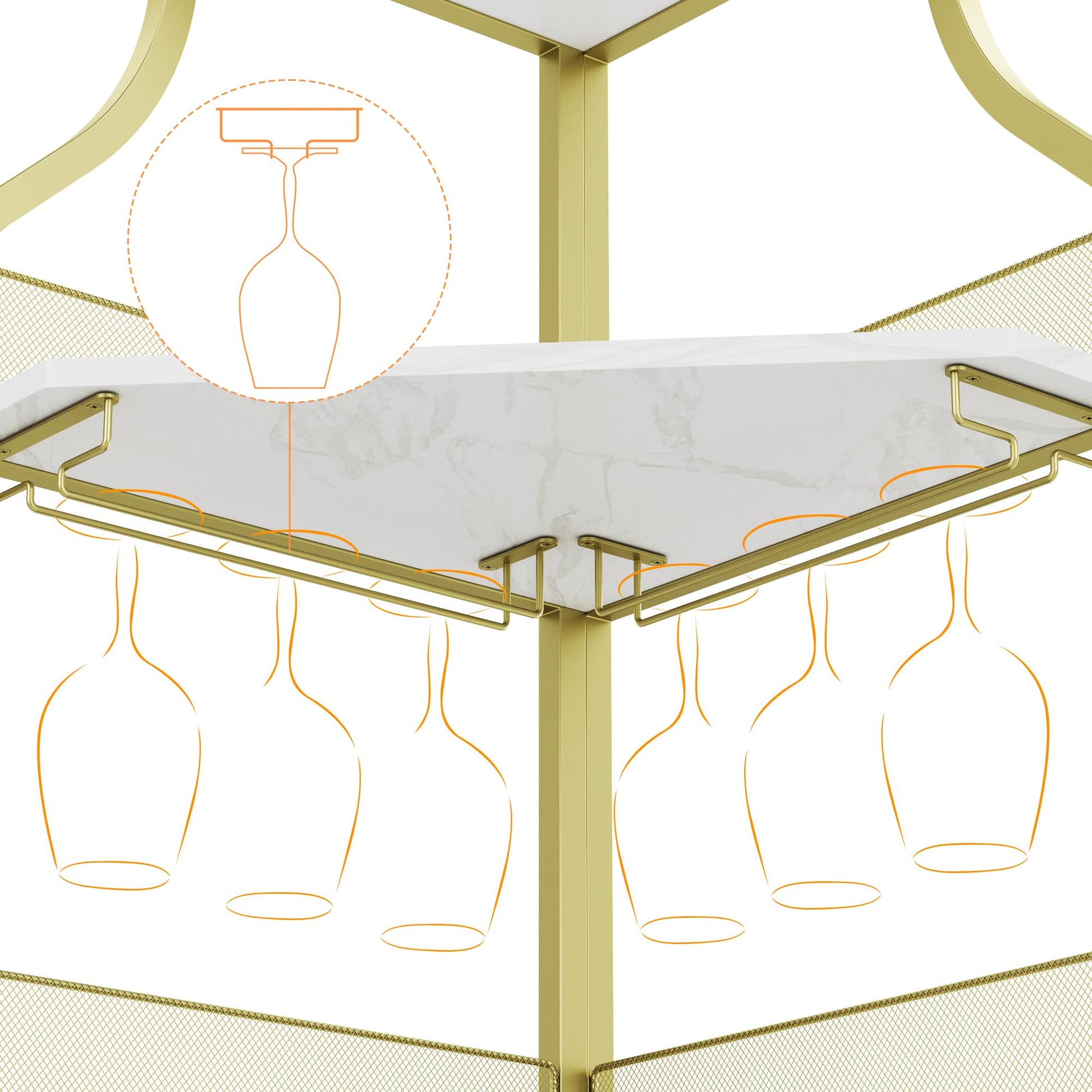 Mobile bar angolare Garvee per liquori con ripiani regolabili, 61 pollici, stile industriale, robusto MDF e metallo, porta in rete, portabicchieri, indipendente, cucina e soggiorno, nero