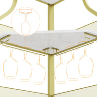 Mobile bar angolare Garvee per liquori con ripiani regolabili, 61 pollici, stile industriale, robusto MDF e metallo, porta in rete, portabicchieri, indipendente, cucina e soggiorno, nero